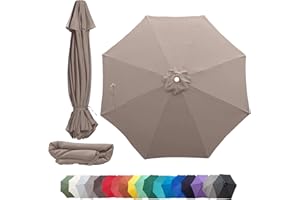 Formosa Covers - 9ft Market Patio Umbrella Replacement Canopy - 8 Ribs Top Canvas - 300D UV Protective and Water Resistant Umbrella Fabric - Premium Quality Replacement Canopy Cover ONLY (Taupe)