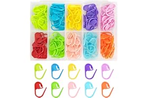 Qancekoo 150 PCS Knitting Crochet Locking Stitch Markers with Storage Box, Crochet Pin Yarn Marking Stitch Row Counters Clips