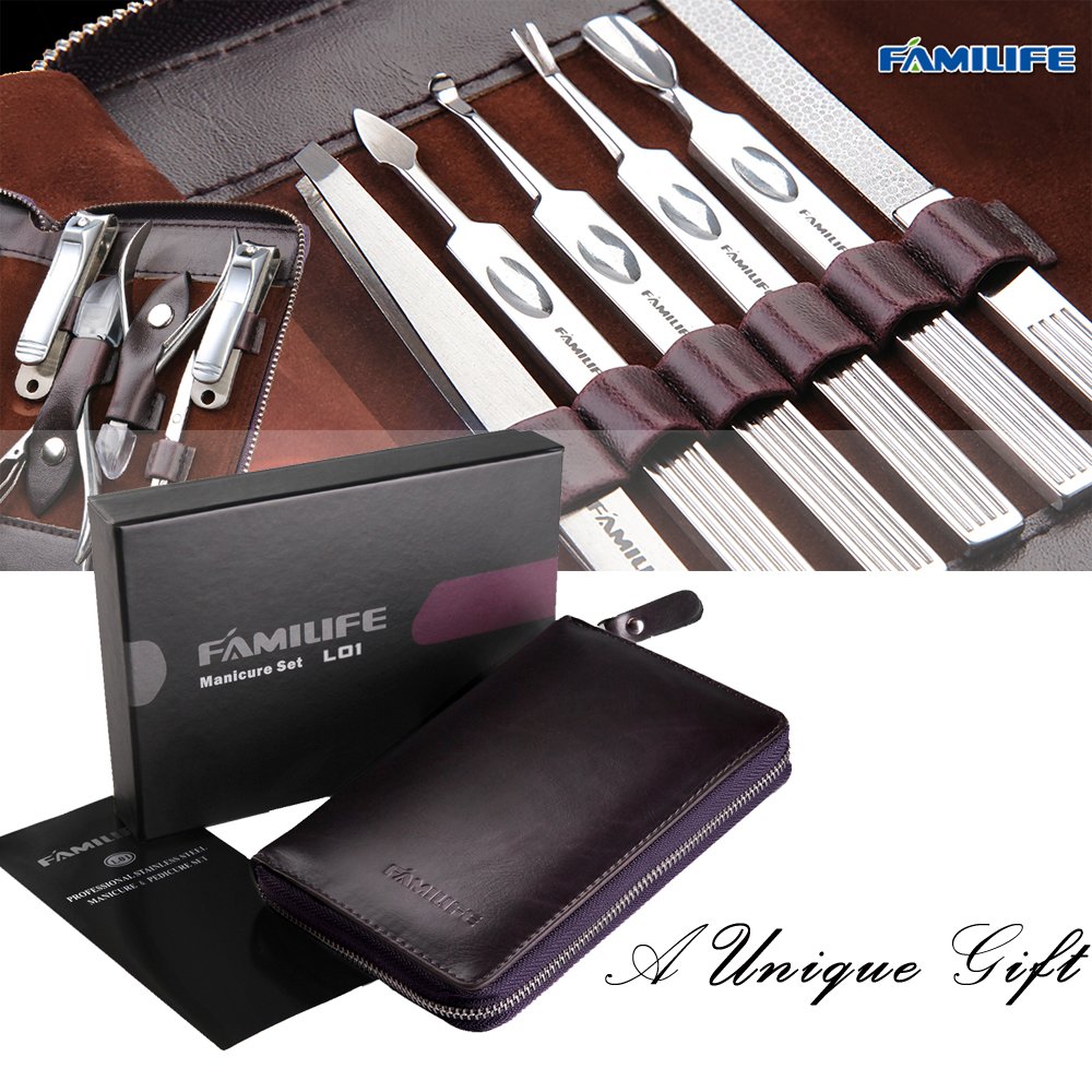 FAMILIFE L01 11 in 1 Stainless Steel Manicure Set with Box : Beauty