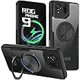 HikerClub Case for ROG Phone 9 and ROG 9 Pro (2024) with Stand, 360° Rotatable Magnetic Kickstand Ring Holder, Non-Slip Pattern Scratch-Resistant Shockproof Cover Black