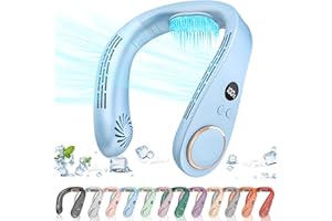 DUOLZ Cooling Fan for Neck and Face,5500mAh Personal Neck AC Air Conditioner,Headset leafless Hanging Neck Fan Rechargeable Cooler,Mini Cordless Portable Fan for Travelling,Outside,Walking,Home,Office Blue