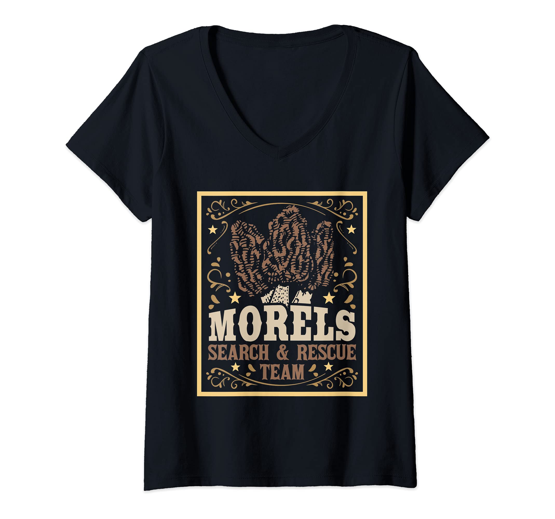 Womens Morel Search Rescue Team - Mushroom Hunting Mushroom Hunter V-Neck T-Shirt