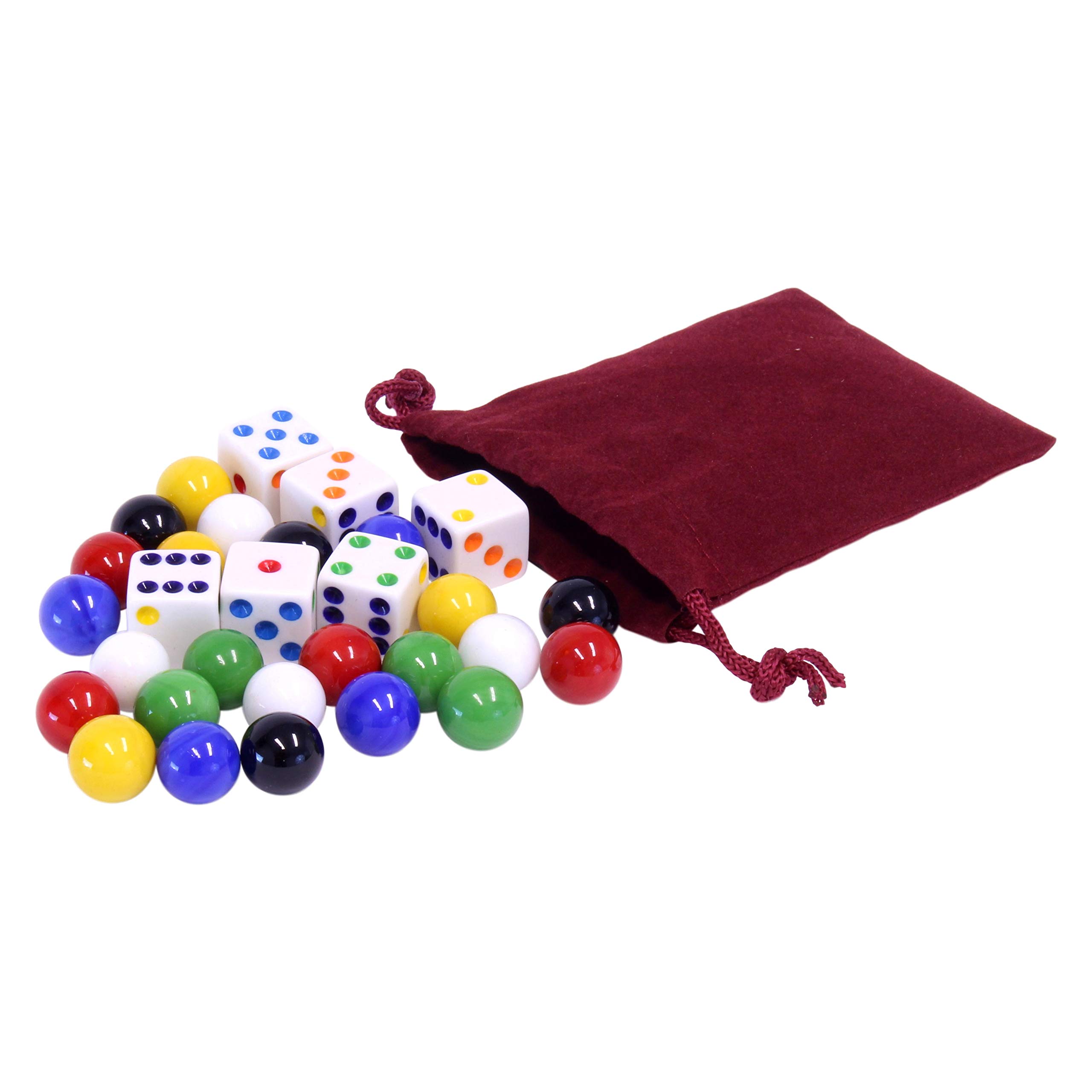 AmishToyBox.com Game Bag of 24 Replacement Glass Marbles (9/16