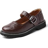 Mary Jane Shoes Women Platform Non-Slip Classics Round Toe Ankle Strap Comfort Casual Oxford Dress Work Mary Jane Flat Shoes