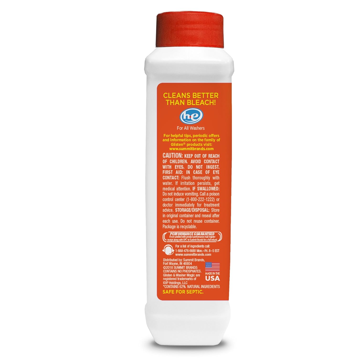 Glisten Washer Magic Machine Cleaner, Remove Odors and Buildup, Cleans Front Load & Top Load Washers, Safer Choice Winner, 12 Ounce: Industrial & Scientific