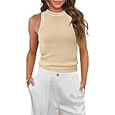MIHOLL Women Summer Racerback Tank Tops Cute Sleeveless Halter Neck Tank Top Trendy Ribbed Cropped Tank Shirts
