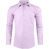 RODEM CLUB Men's Dress Shirt Regular Fit Long Sleeve Wrinkle-Resistant Business Formal Solid Button Down Shirts with Pocket