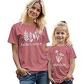 Raising A Wildflower Mommy and Me Shirts Cute Floral Graphic T-Shirt Mom and Daughter Outfits Summer Short Sleeve Tees