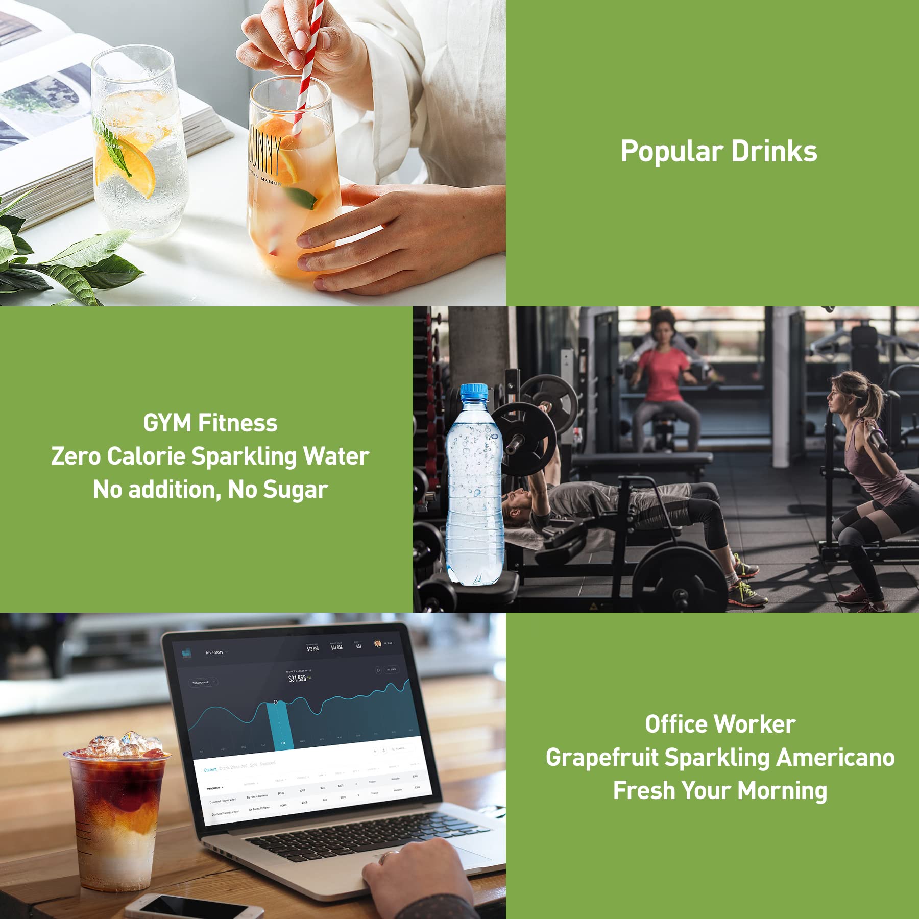 Sparkling Water Maker, Soda Maker with 1L Carbonating Bottle, Fizzy Water Maker, Compatible with All Screw-in 60L CO2 Cylinders (NOT Included)