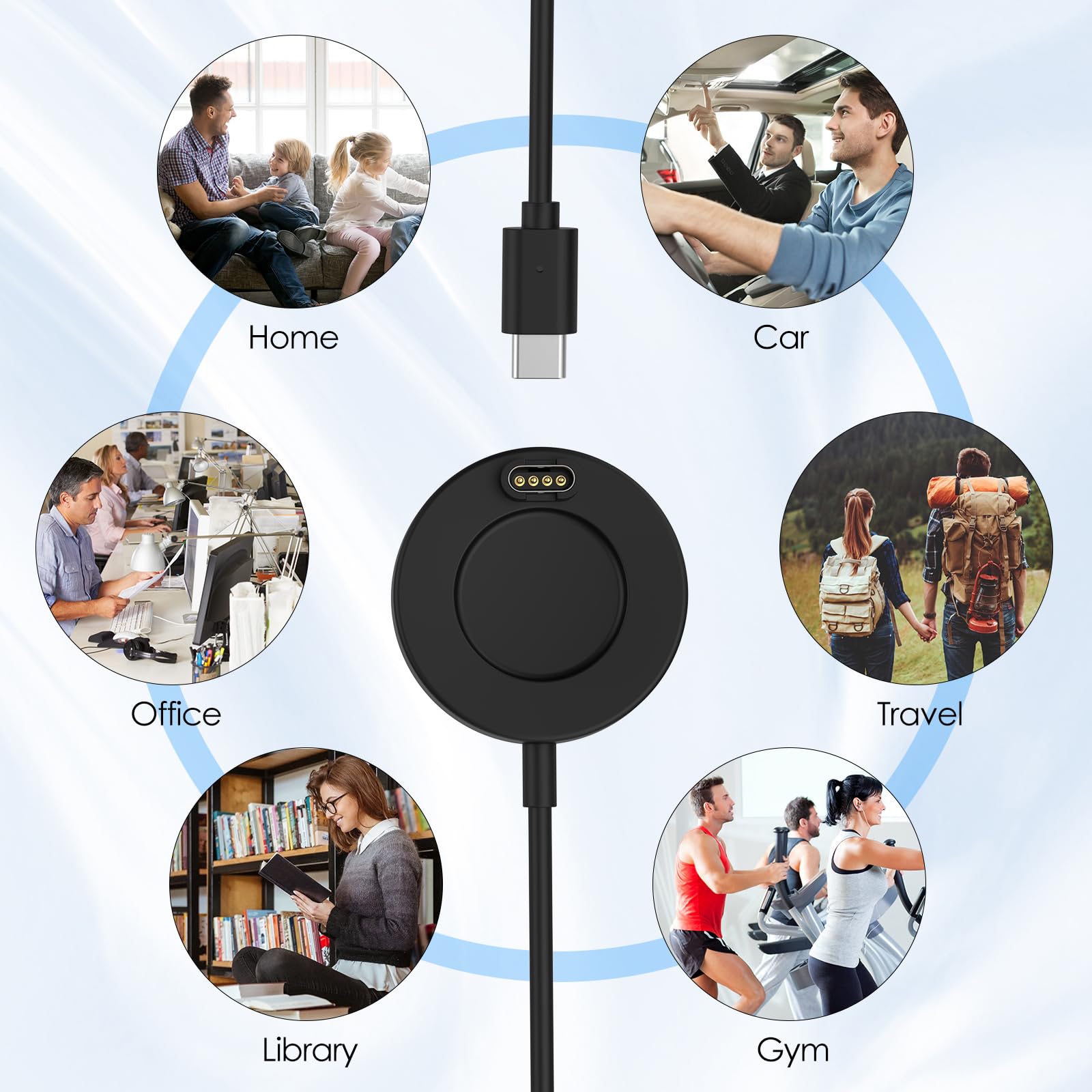 MoKo Ladegerät Kompatibel mit Garmin Fenix 8/7/7 Pro/7S/7S Pro/7X/6/5/5 Plus/5X/5X Plus/5S/Forerunner 965/945/645/970/570/Instinct/Venu 4, Magnetische Ladestation mit 1 m USB-C Ladekabel, Schwarz 7