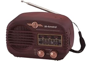 M-Amazup Radios Portable AM FM SW, Retro Radio with Speaker, Transistor Radio Bluetooth 5.3, Rechargeable Battery Powered, TWS, Support TF Card/MP3/USB Playing, Gifts for Senior, Deep Brown