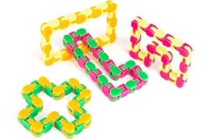 Neliblu Wacky Tracks Snap and Click Fidget Toys for Sensory Kids - ADHD, Autism, Stress Relief Therapy - Keeps Fingers Busy and Minds Focused - Snake Puzzles, Assorted Colors (Pack of 4)