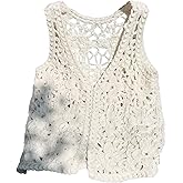 SHENHE Women's Plus Size Crochet Sleeveless Hollow Out Lightweight Boho Cardigan Vest Sweater