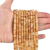 155pcs 6x2mm Natural Yellow Jade Disk Rondelle Spacer Semi Precious Gemstone Loose Stone Beads for Jewelry Making 15 Inch