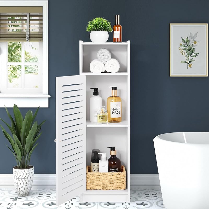 aimu Waterproof Bathroom Cabinet 80x20x24cm Floor Standing Storage Unit