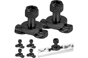 PALOZO L-Track Double Lug Threaded Stud Nut Fitting Tie Down, Used with L Track Rails for Truck Bed or Trailer Cargo Control, Bearing 6000 LBS Heavy Duty Steel, Pack of 6, Black