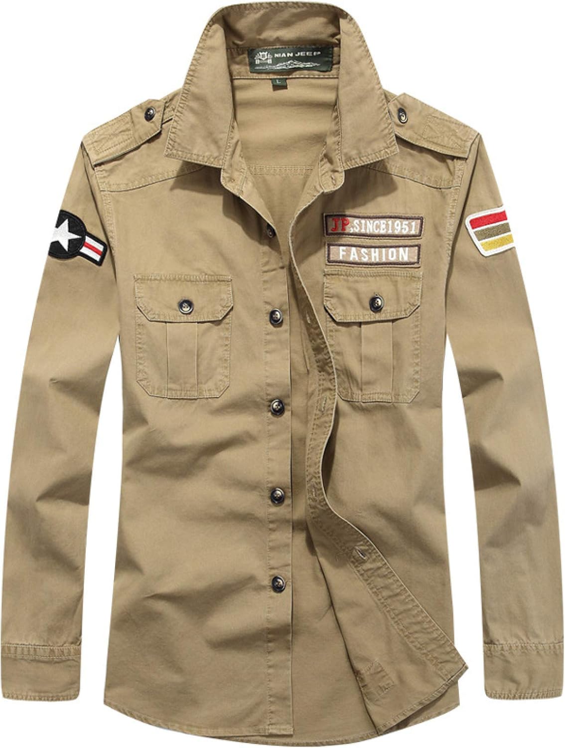 Men's LongSleeved Cargo Shirts Jacket Fashion TwoPocket Slimfit Amazon.ca Clothing