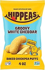 Hippeas Chickpea Puffs, Vegan White Cheddar, 4 Ounce (Pack of 1), 4g Protein, 3g Fiber, Vegan, Gluten-Free, Crunchy, Plant Pr