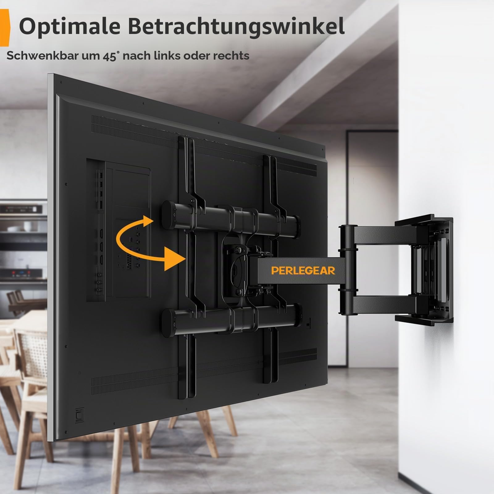 Perlegear TV Wandhalterung Schwenkbar Neigbar für 37-84 Zoll Flach & Curved Fernseher, TV Halterung max.VESA 600x400mm bis zu 60kg 4