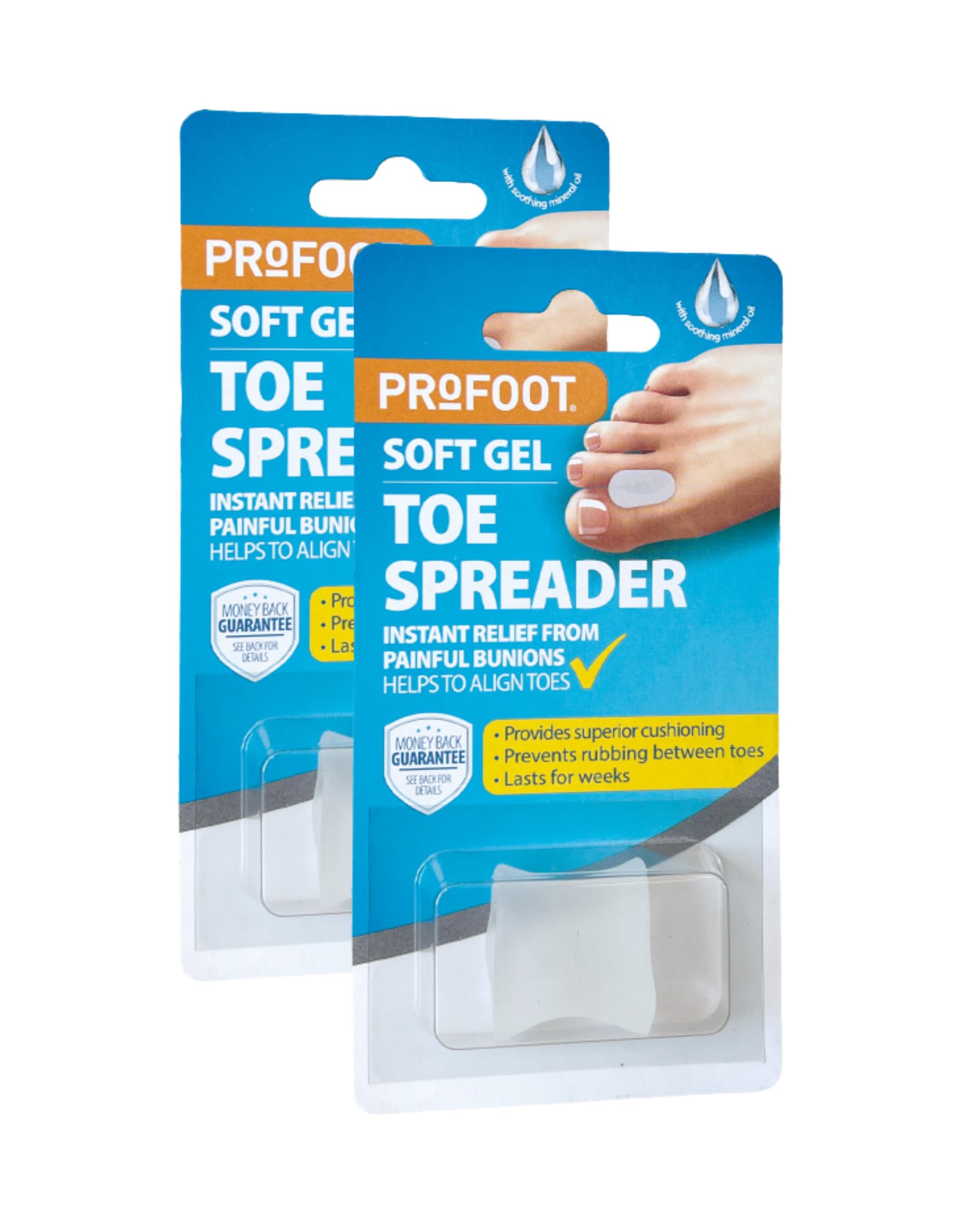 Profoot SoftGel Toe Spreader - Relieve Bunion Pain and Align Toes - Gentle Bunion Corrector - Washable, Reusable - 2 Pack — image 1