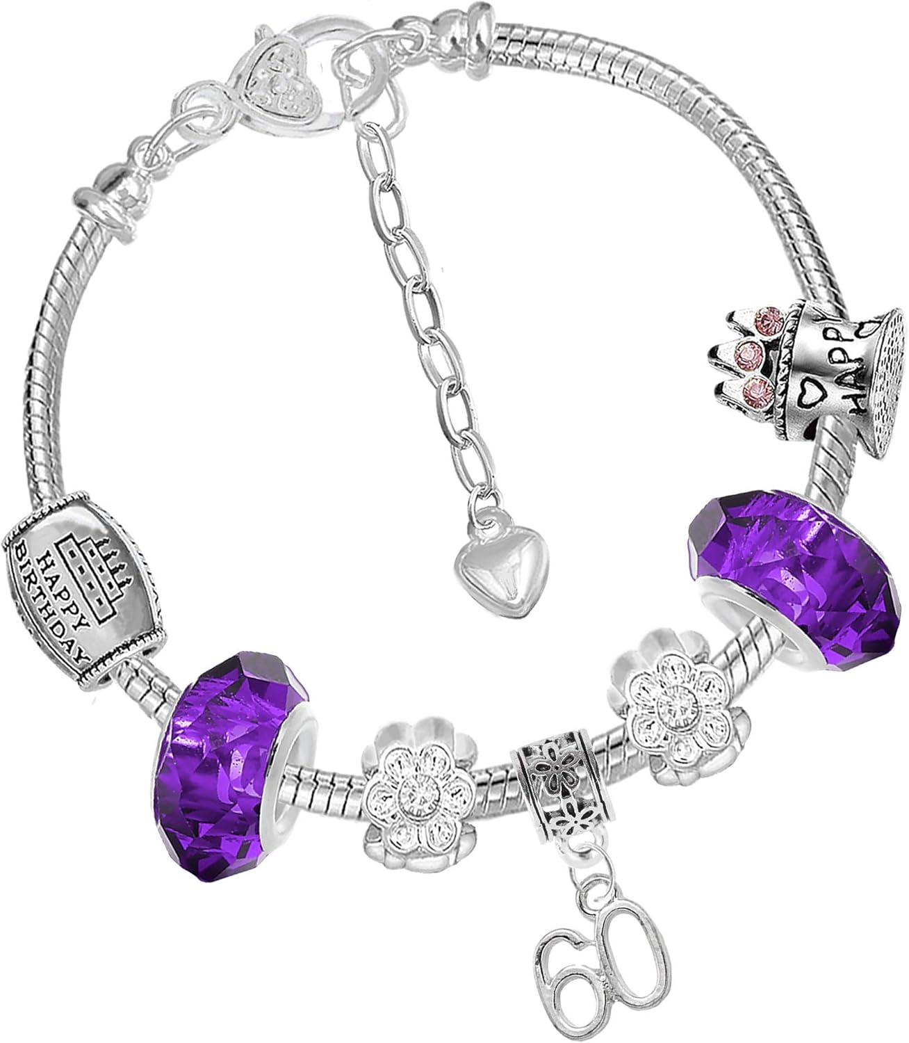 Charm Buddy 60th Birthday Purple Pandora Style