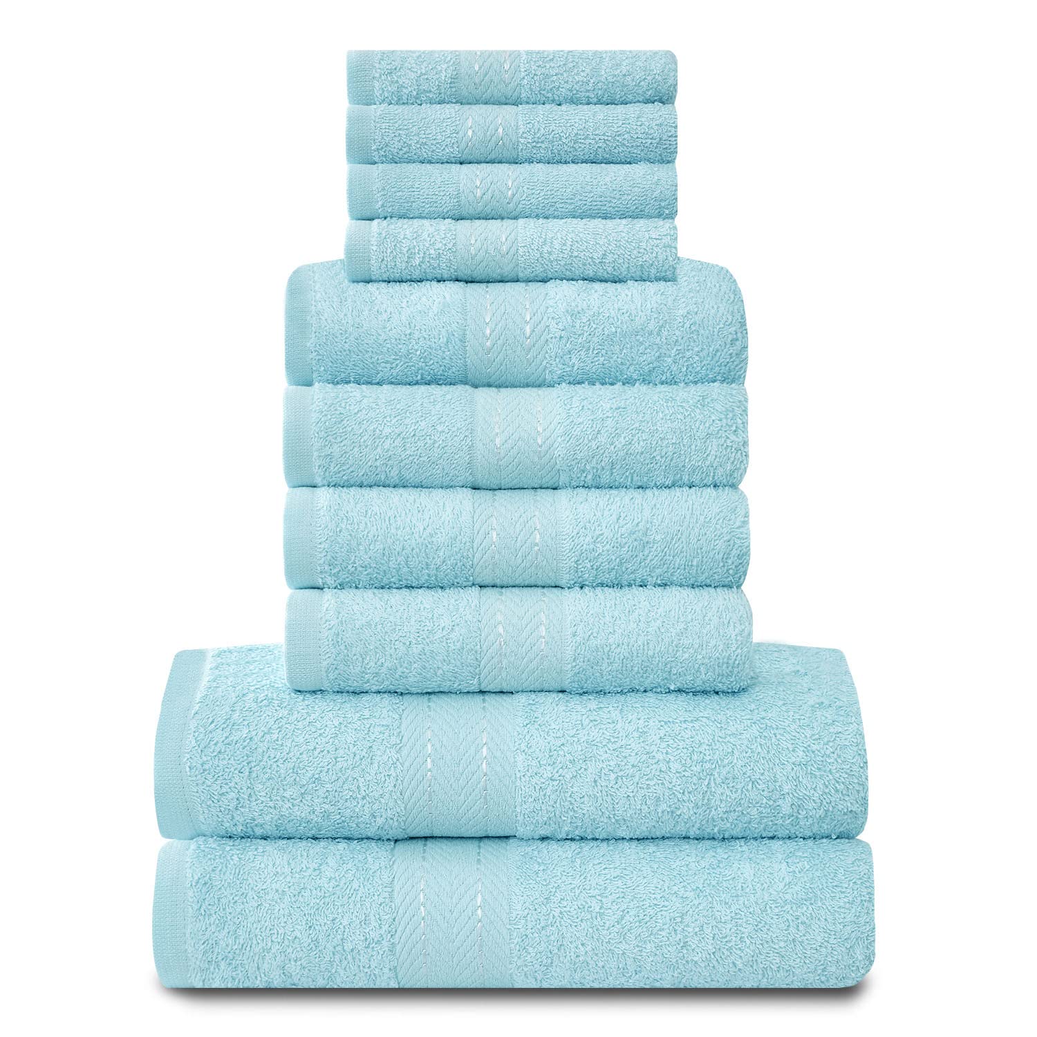 GC GAVENO CAVAILIA Towels Family Bale Set - 10 Piece 100% Egyptian Cotton, 4x Face 4x Hand 2x Bath Towel, Premium Quality Highly Water Absorbent Bathroom Accessories, Machine Washable, Aqua, 544630