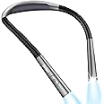Gritin Rechargeable Book Light, Eye Caring Neck Reading Light 4-Color&5-Brightness, Stepless Dimming, 30-min Timer, 80H+ Runt