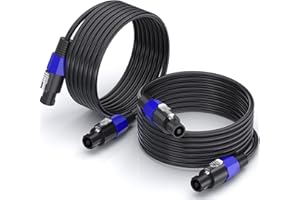 EPYOADO 2 Pack 100 feet Professional Speakon to Speakon Cables, 12 AWG Patch Cords DJ/PA Audio Amplifier Speaker Cable Wire