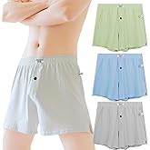 SHIQINUO Mens Cotton Boxers Loose Fit - Men's Soft Cotton Boxer Shorts with Functional Fly,Stretch Waistband,Workout(3-Pack)