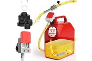 Fuel Transfer Pump with Auto-Stop, 3.2 GPM Electric Fuel Pump, Battery & USB Powered Gas Pump with Hose and Adapters for Gas,