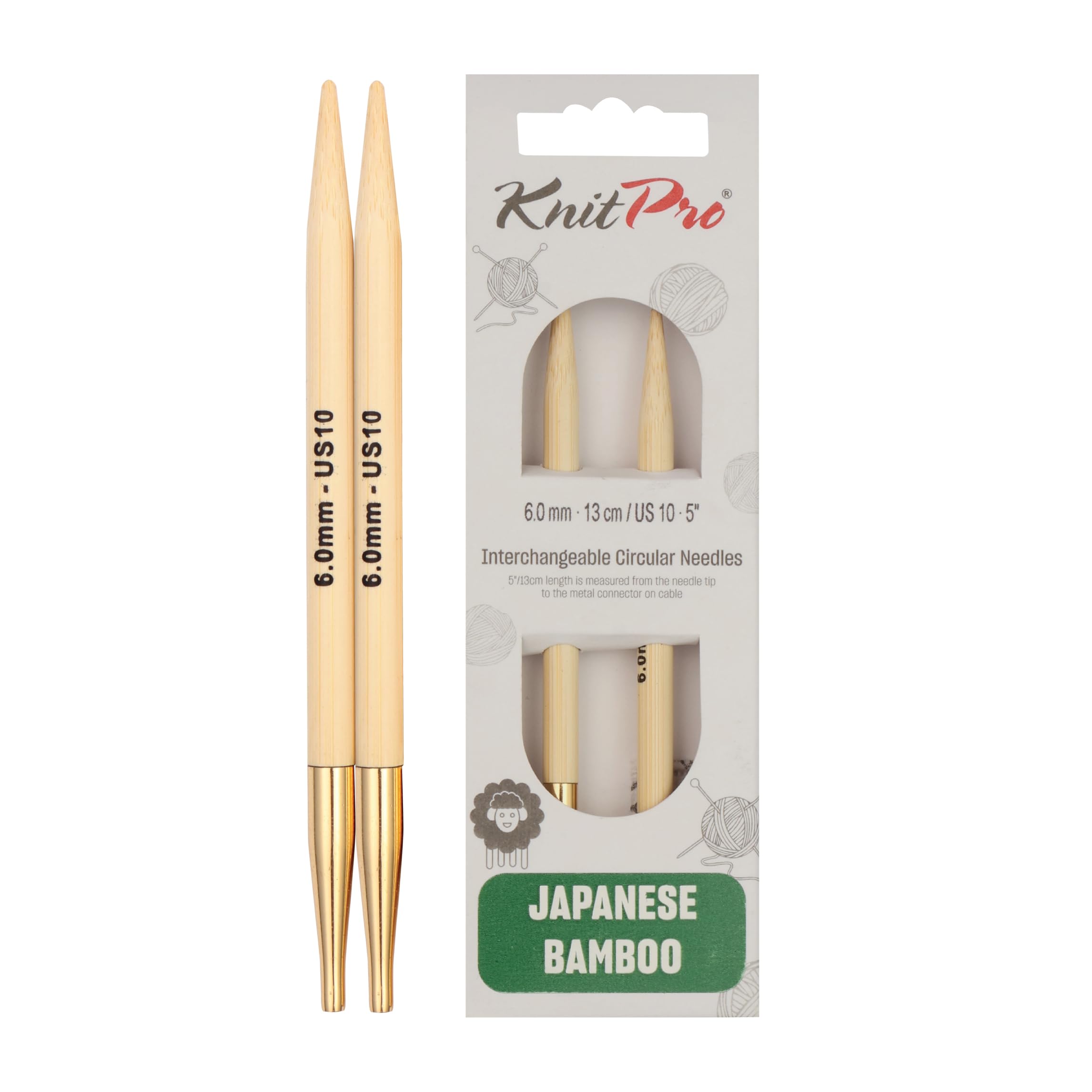 KnitPro Bamboo Interchangeable Circular Needles 5" (13cm) | 6.00mm