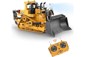 kolegend RC Bulldozer 2.4Ghz 9-Channel Remote Control Bulldozer with Lights and Sound RC Construction Vehicles for Kids Age 6, 7, 8, 9, 10, 11, 12 and Up Years Old