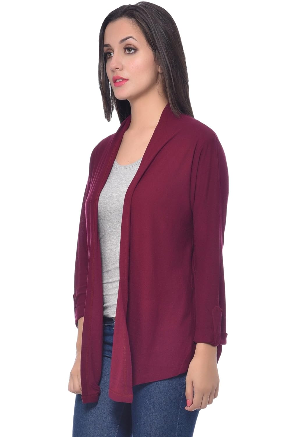 frenchtrendz women's viscose crepe shrug(0_dark maroon_0)