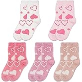 Dqwtb Valentine’s Day Womens Fuzzy Socks Slipper Soft Stretchy Sock Warm Fluffy Cozy Winter Socks Heart Design for Women