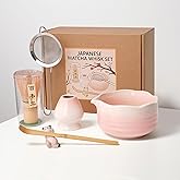 ECOLEMON Pink Matcha Kit, 6-Pcs Matcha Whisk Set, Valentines Day Gifts for Her, Matcha Bowl with Spout(18 OZ) & Macha Whisk and Holder, Matcha Bowl and Whisk set, Matcha Gifts, Women Birthday Unique