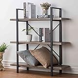 HSH 3-Shelf Bookcase, Rustic Gray 3 Tier