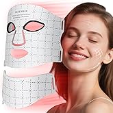 Facego Red Light Mask for Face and Neck, 7 Colors Red Light Face Mask with Rechargeable Remote Controller, Flexible, Portable, Lightweight, and Ergonomic for Home & Travel (White)