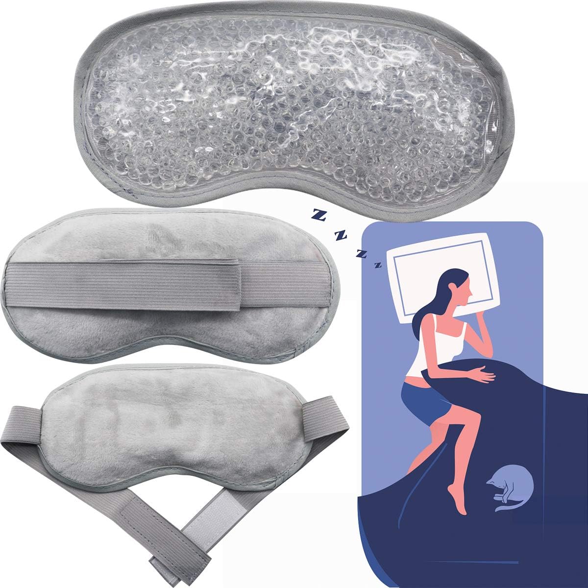 HiFineCare Cold&Hot Eye Mask Gel Bead Cooling Eye Mask for Eyes Puffy Assisted Sleep and Other Problems for Eye Reusable Plush Eye Ice Pack for Hot Cold Therapy (5): Health & Personal Care