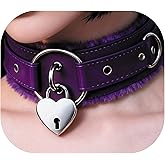 NouAn Leather Choker Necklace for Women - Gothic Collar Choker with Heart Love Lock And Soft Inner Lining - Adjustable Fit for Daily Wear and Themed Occasions Black