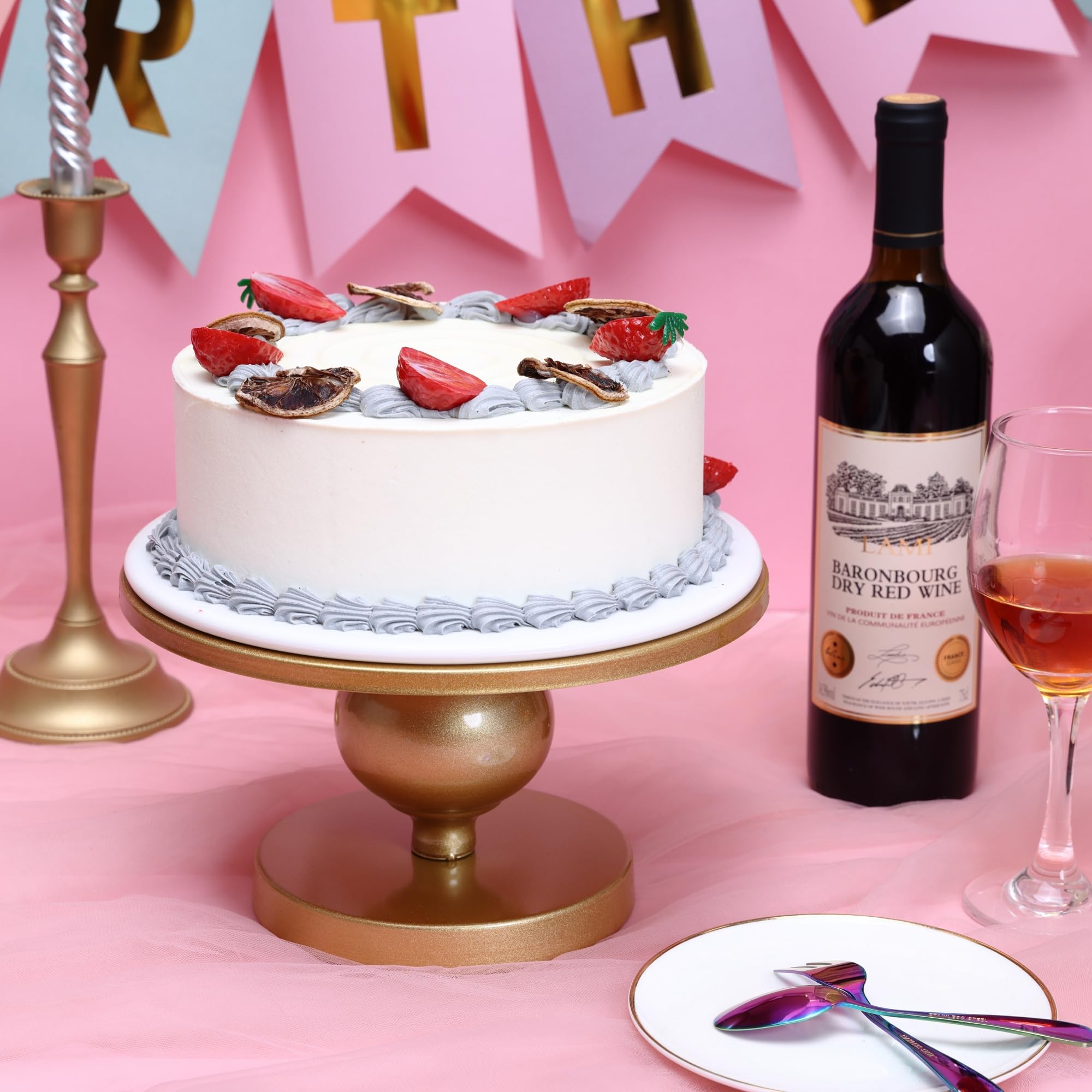 GMWD Set of 7 Gold Cake Stand Desserts Display Table Pedestals 3-Tiered Cupcakes Holder Serving Tray Decorative Weddings Birthdays Party Baby Showers Celebrations