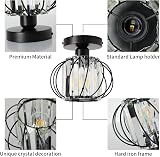 FORCOSO Crystal Ceiling Light Fixtures Modern Chandeliers Semi Flush Black view 4