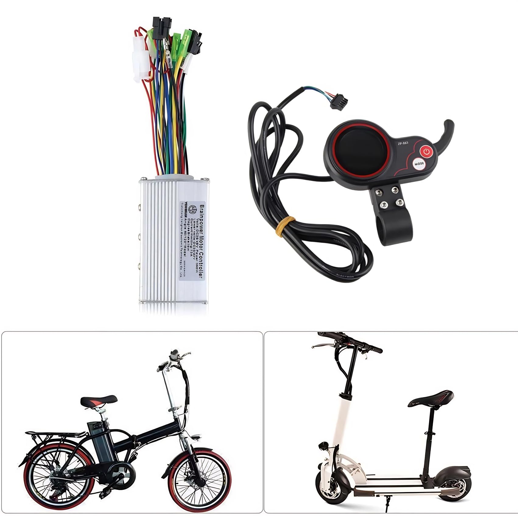 Brushless Motor Controller with Waterproof LCD Display Panel, 36V/48V 350W Electric Scooter Controller Kit for Electric Bicycle Scooter