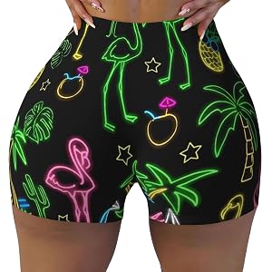 Trmontid Vibrant Cartoon Fast Food Themed Seamless Pattern Womens Shorts | Comfy Breathable High Waisted