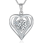 Nousali Moissanite Necklace for Women, 1-3 Carat Heart Pendant Engraved with 'I LOVE YOU' , Sterling Silver Pendant Jewelry, Valentine's Day Gifts for Her, Anniversary Birthday Gifts for Wife Girlfriend Daughter Mom