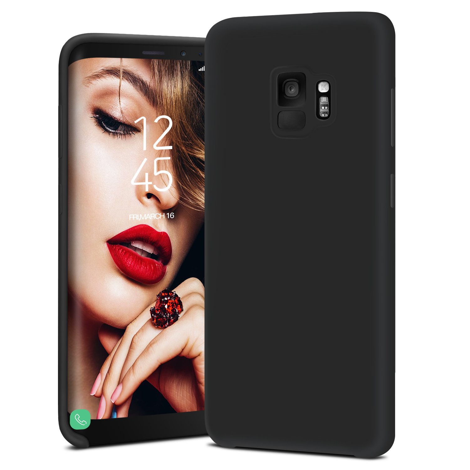 Coque Samsung Galaxy S9 , JASBON Coque Silicone Liquide Anti-rayure Housse Protection Silicone Anti-patinage Gel Case pour Samsung Galaxy S9 – Noir