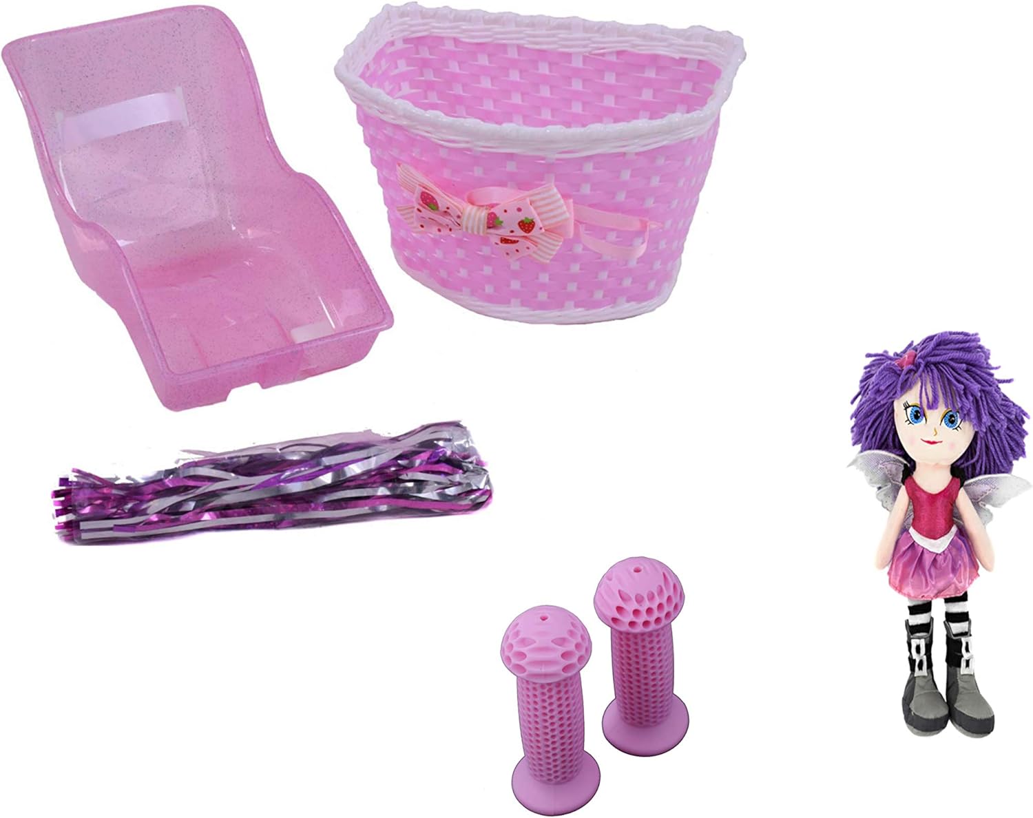 pink bike basket and tassels
