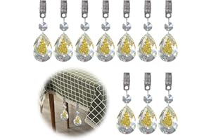 Glarks 10Pcs Gold Rose Shape AB Crystal Glass Prisms Pendant Tablecloth Weights with 10pcs Metal Clip for Outdoor Garden Party Picnic Tablecloths