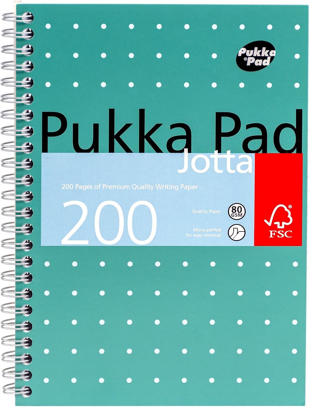 Pukka Pad Metallic Jotta A5 30-Pack Wirebound Notebook 80GSM 200 Pages Green
