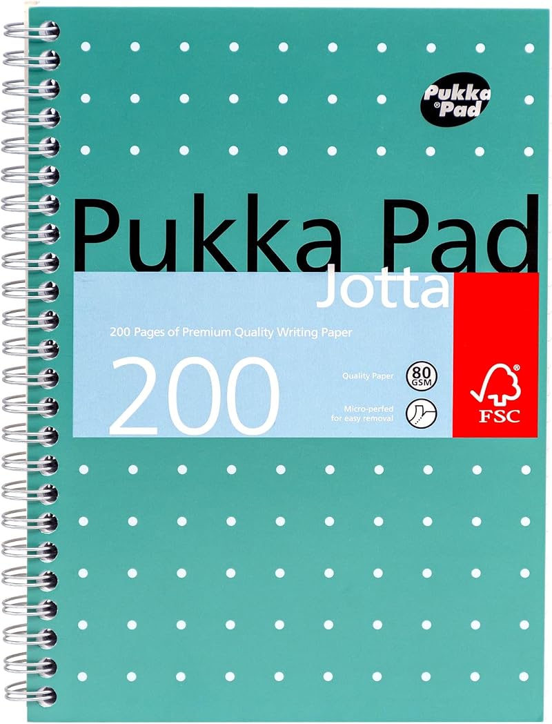 Pukka Pad Metallic Jotta A5 30-Pack Wirebound Notebook 80GSM 200 Pages Green