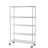 Seville Classics 5-Tier UltraZinc NSF Steel Wire Shelving /w Wheels, 18" D x 48" W x 72" H